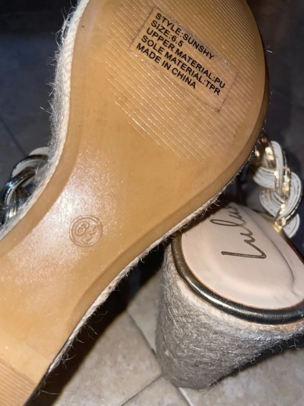 Lulus Sunshy Gold Metallic Platform Espadrille Slide Wedges NWOT size 6.5